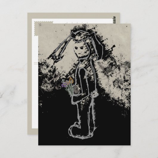 Carte Postale lapin sinistre (Devant / Derrière)