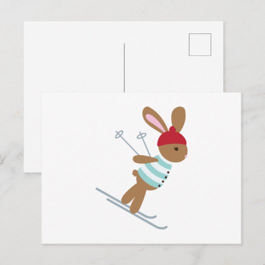 Carte Postale Lapin Ski (Devant / Derrière)