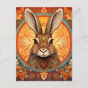 Carte Postale Lapin Solarpunk aux yeux marrons