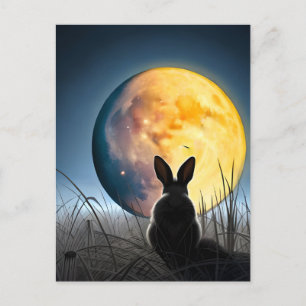 Carte Postale Lapin sous la lune