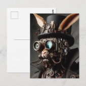 Carte Postale Lapin Stéampunk Drôle (Devant / Derrière)