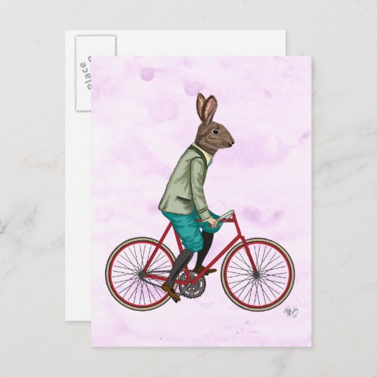 Carte Postale Lapin sur le vélo 3 (Devant / Derrière)