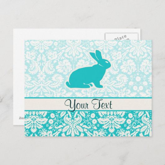 Carte Postale Lapin turquoise (Devant / Derrière)