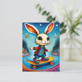 Carte Postale Lapin Unique en Skateboard (Debout devant)