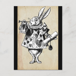 Carte Postale Lapin Vintage au milieu de cœurs