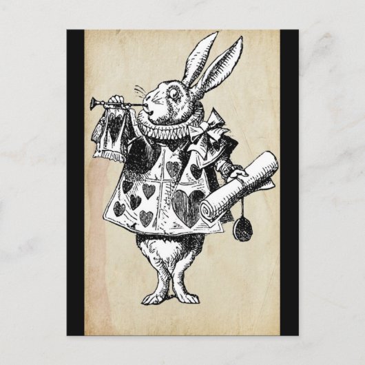 Carte Postale Lapin Vintage au milieu de cœurs (Devant)