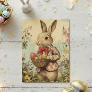 Carte Postale Lapin vintage De Pâques En Veste
