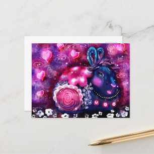 Carte postale - Lapin Whimsical 'Bunny Glamor' Ros