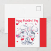 Carte Postale Lapins de la Saint-Valentin (Devant / Derrière)