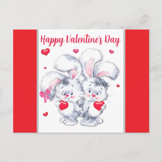 Carte Postale Lapins de la Saint-Valentin (Devant)