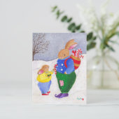Carte postale Lapins de Noël (Debout devant)