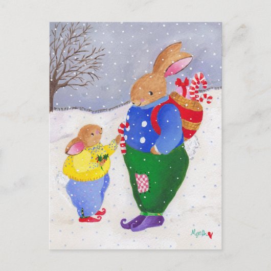 Carte postale Lapins de Noël (Devant)