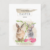 Carte Postale Lapins de Pâques mignons | Joyeuses Pâques Art Aqu (Devant)