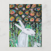 Carte Postale Lapins et fleurs blancs (Devant)