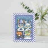 CARTE POSTALE LAPINS PÈLERINS, LIÈVRES DE THANKSGIVING SAGES ET (Debout devant)