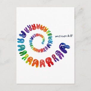 Carte Postale lapins souriants arc-en-ciel en spirale
