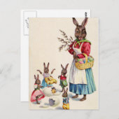 Carte Postale Lapins vintages de Pâques (Devant / Derrière)