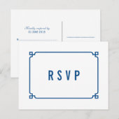 Carte postale Lapis Blue Deco Chic Wedding RSVP (Devant / Derrière)