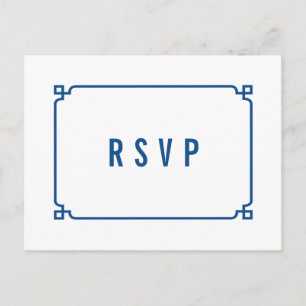 Carte postale Lapis Blue Deco Chic Wedding RSVP