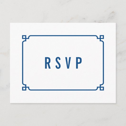 Carte postale Lapis Blue Deco Chic Wedding RSVP (Devant)