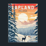 Carte Postale Lapland Finlande Travel Art Vintage<br><div class="desc">Conception de déplacement vectoriel rétro de la Laponie. La Laponie est la région la plus septentrionale de la Finlande,  connue pour son vaste territoire subarctique,  ses stations de ski et ses phénomènes naturels.</div>