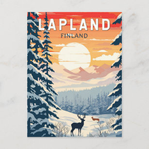 Carte Postale Lapland Finlande Travel Art Vintage