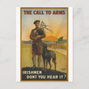 Carte Postale L'appel aux armes, la guerre mondiale irlandaise