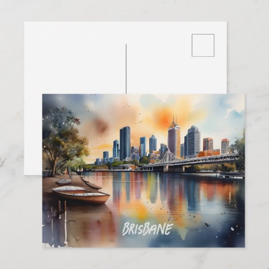 Carte Postale L'aquarelle de Brisbane (Devant / Derrière)