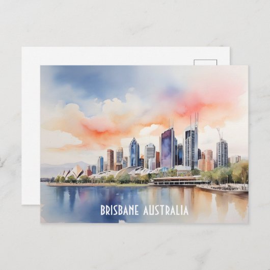 Carte Postale L'aquarelle de Brisbane (Devant / Derrière)