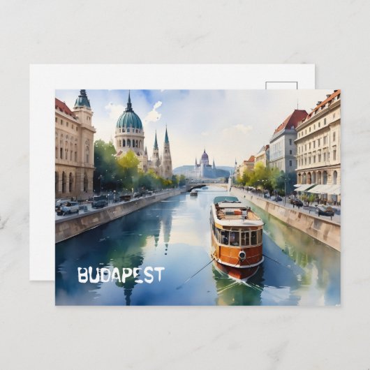 Carte Postale L'aquarelle de Budapest (Devant / Derrière)