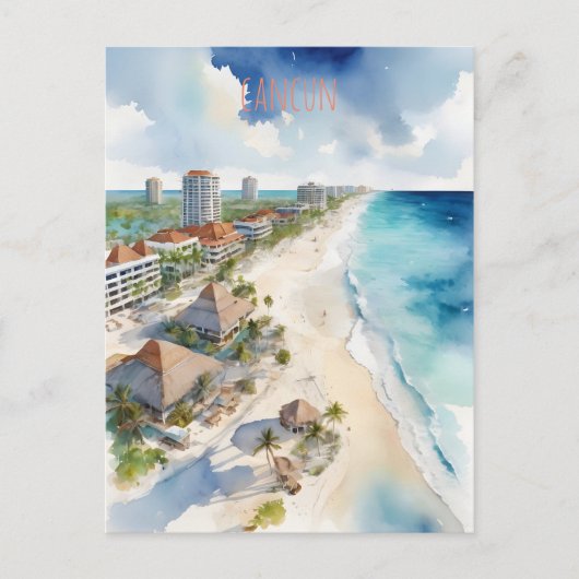 Carte Postale L'aquarelle de Cancun (Devant)