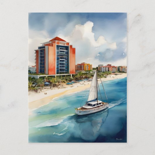 Carte Postale L'aquarelle de Cancun (Devant)