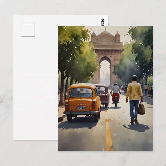 Carte Postale L'aquarelle de Delhi (Devant / Derrière)