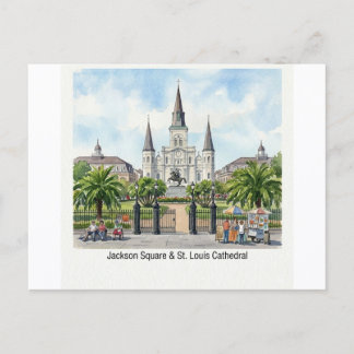 Carte Postale Laquarelle de la Nouvelle-Orléans - Jackson Square