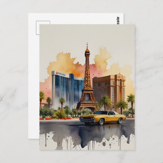 Carte Postale L'aquarelle de Las Vegas (Devant / Derrière)