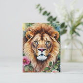 Carte Postale L'aquarelle de Lion Floral Art (Debout devant)