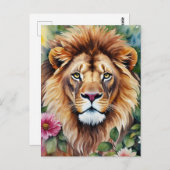 Carte Postale L'aquarelle de Lion Floral Art (Devant / Derrière)
