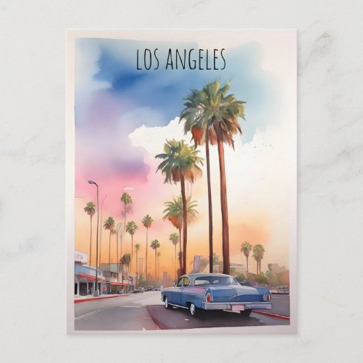 Carte Postale L'aquarelle de Los Angeles (Devant)