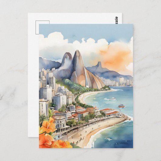 Carte Postale L'aquarelle de Rio de Janeiro (Devant / Derrière)