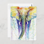 Carte Postale L'aquarelle des éléphants (Devant / Derrière)