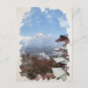 Carte Postale L'aquarelle du Mont Fuji Japon