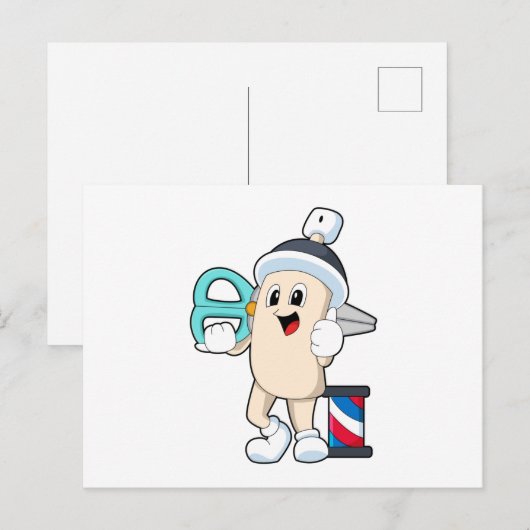 Carte Postale Laque pour coiffeur avec ciseaux (Devant / Derrière)