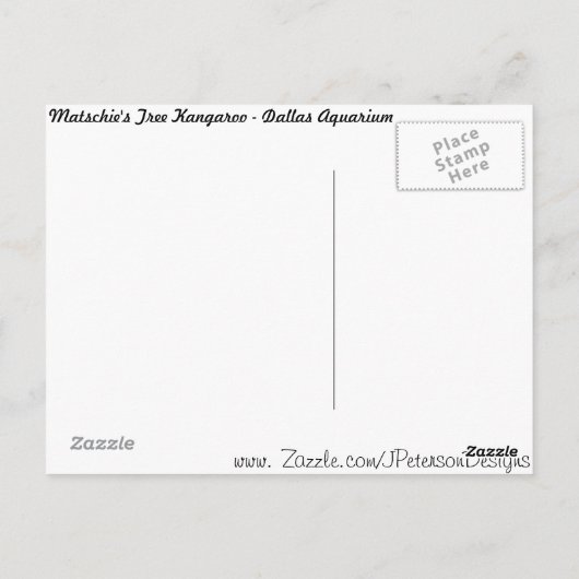 Carte Postale L'arbre de Matschie Kangaroo (Dos)