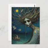 Carte Postale L'arbre humain abritant les oiseaux au clair de lu (Devant / Derrière)