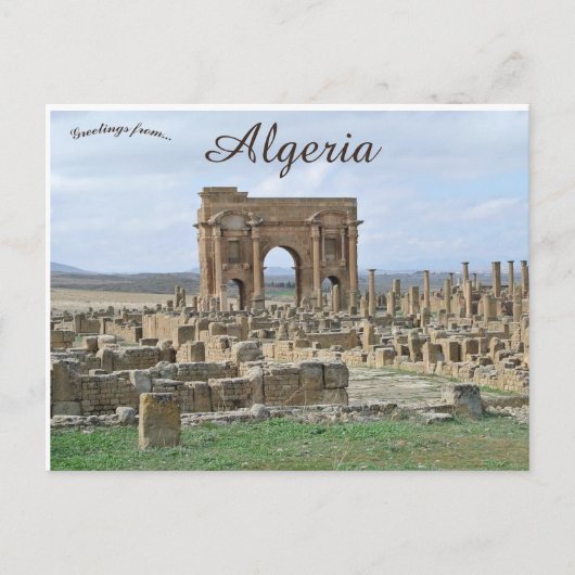 Carte Postale L'arc de Trajan dans les ruines de Timgad Algérie (Devant)