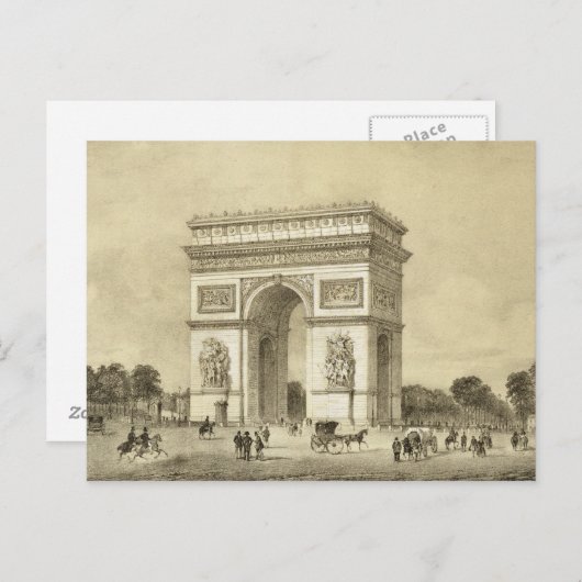 Carte Postale L'Arc de Triomphe, Paris, gravée par Auguste Bry (Devant / Derrière)