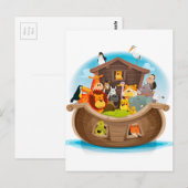 Carte Postale L'Arche de Noé avec des animaux de la jungle (Devant / Derrière)