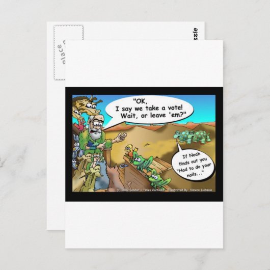 Carte Postale "L'Arche de Noé" Drôle Drôle Dessin Tee - shirt Do (Devant / Derrière)