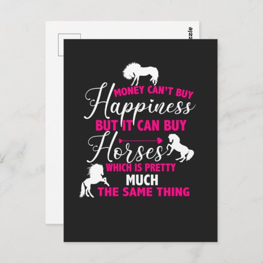 Carte Postale L'argent peut acheter des chevaux Hot rose (Devant / Derrière)