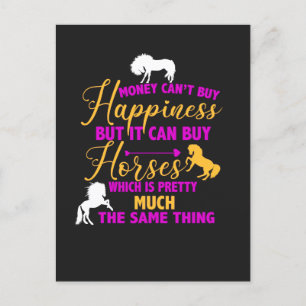 Carte Postale L'argent peut acheter des chevaux violets jaunes